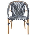 thumbnail image 3 of SAFAVIEH California Coastal Outdoor Patio Armchair with Faux Wicker, Navy/White (Set of 2), 3 of 12