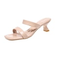 thumbnail image 3 of Gpaecead Women Double Strap High Heel Mules Solid Color Backless Cushioned Spring Summer Commute Elegant Shoes,B-Beige, 3 of 8