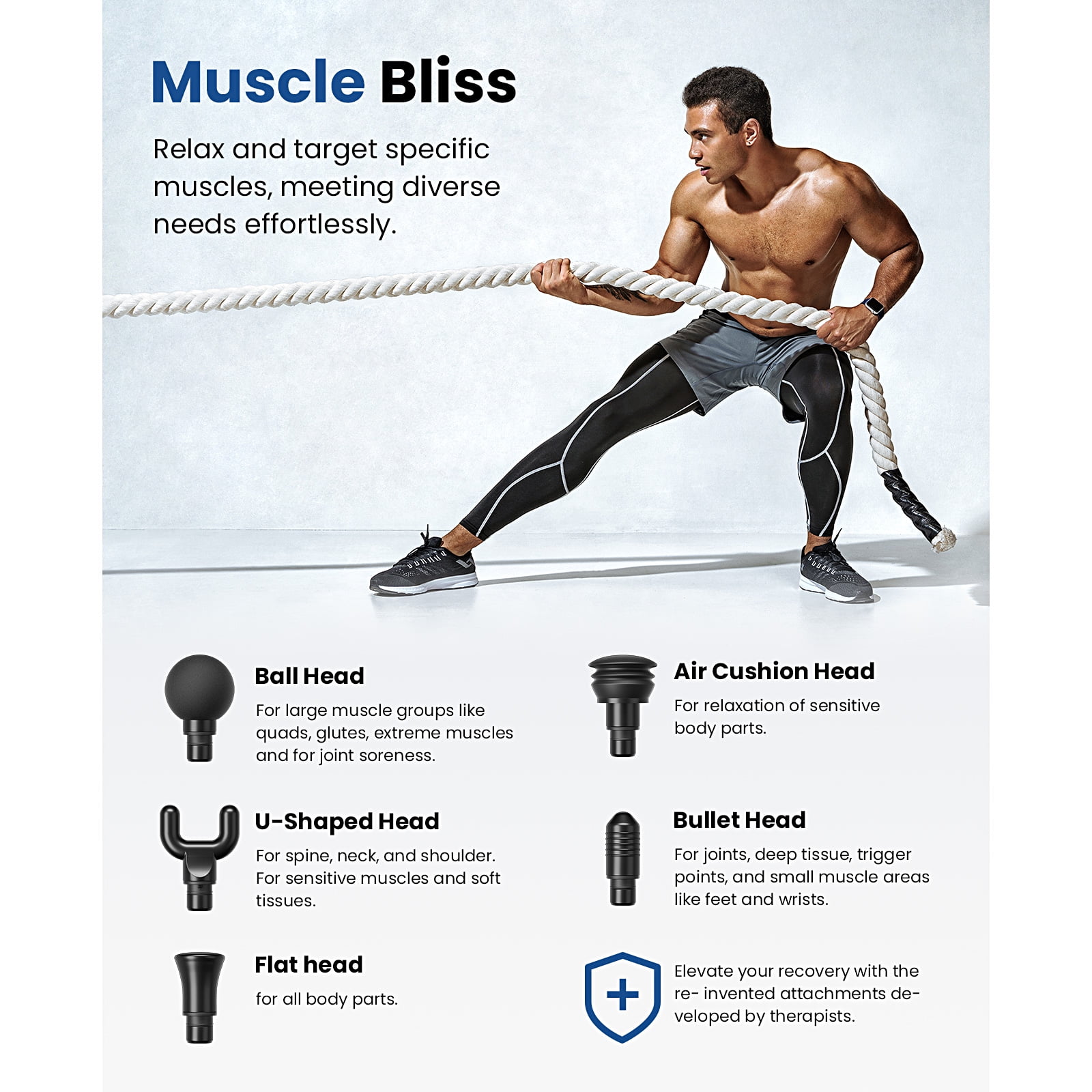 Bob and Brad C2 Massage Gun, Deep Tissue with 5 Speeds and 5 Heads, Handheld Muscle Massager for Home Gym Office Workout Recovery Pain Soreness Relief