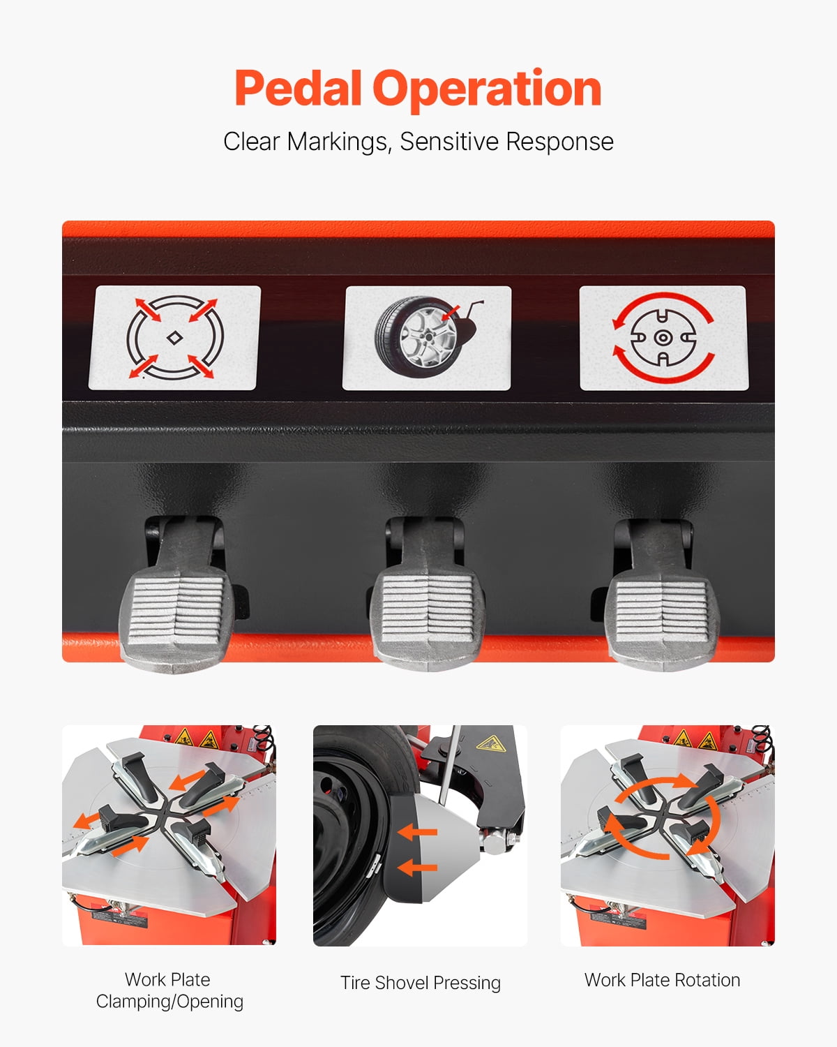 VEVOR Tire Changer Machine, 1.5HP Copper Motor, Durable Tire Changer with Air Pressure Gauge & Clamping Jaw Sheath, Pedal Operated Tire Changer with Thickened Chuck, Fit for Sedans/SUVs