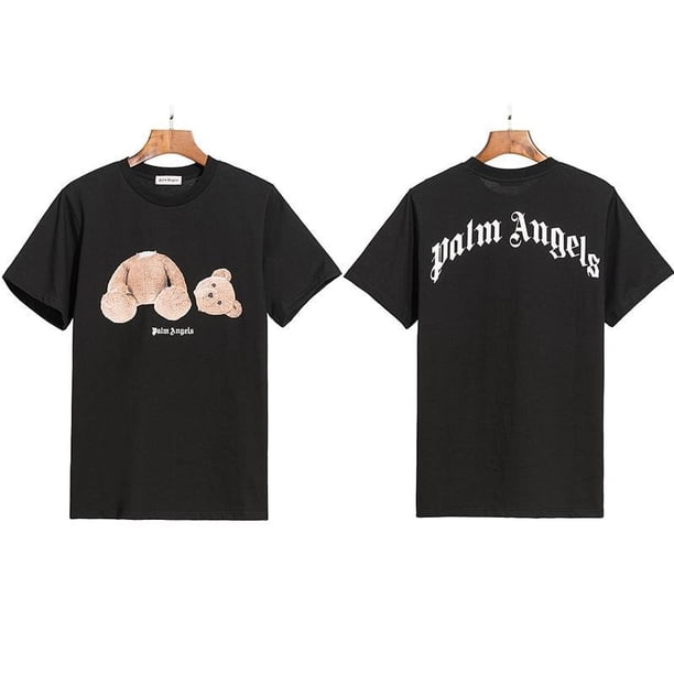 Versión correcta de PA camiseta de manga corta Palm Angel Decapitated Bear Angels Butterfly Print Teddy Bear Love Half Sleeveoso negro decapitado