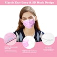 thumbnail image 3 of Mascarillas desechables DC-BEAUTIFUL de 3 capas, color rosa, 100 piezas, 3 of 7