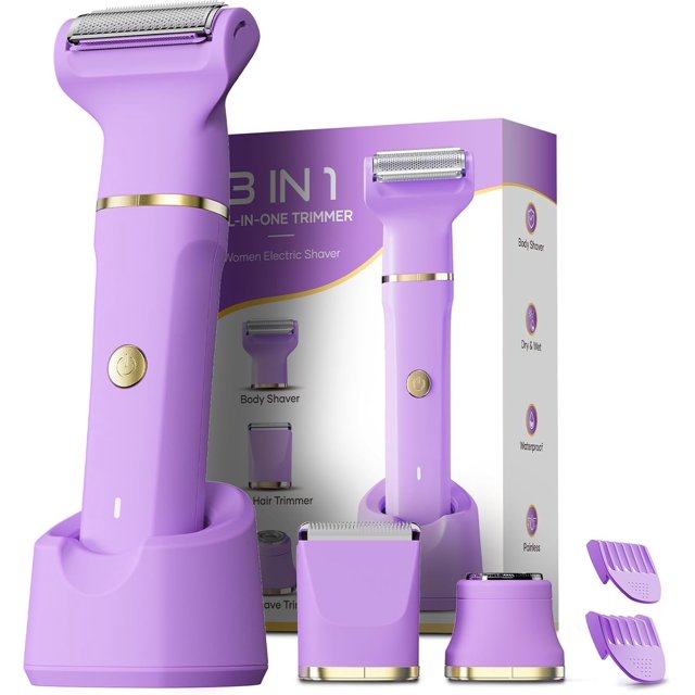 Recortadora de bikini para mujeres - Tiovara Afeitadora eléctrica inalámbrica Afeitadora eléctrica sin dolor IPX7 Depilación púbica impermeable con base de carga USB para bikini Axilas Pierna Brazo Cu