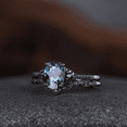 thumbnail image 5 of Gothic Alexandrite Engagement Ring Set in 14K Black Gold Vermeil- Black Onyx Gemstone Promise Ring- Anniversary Ring Set for Woman, 5 of 7