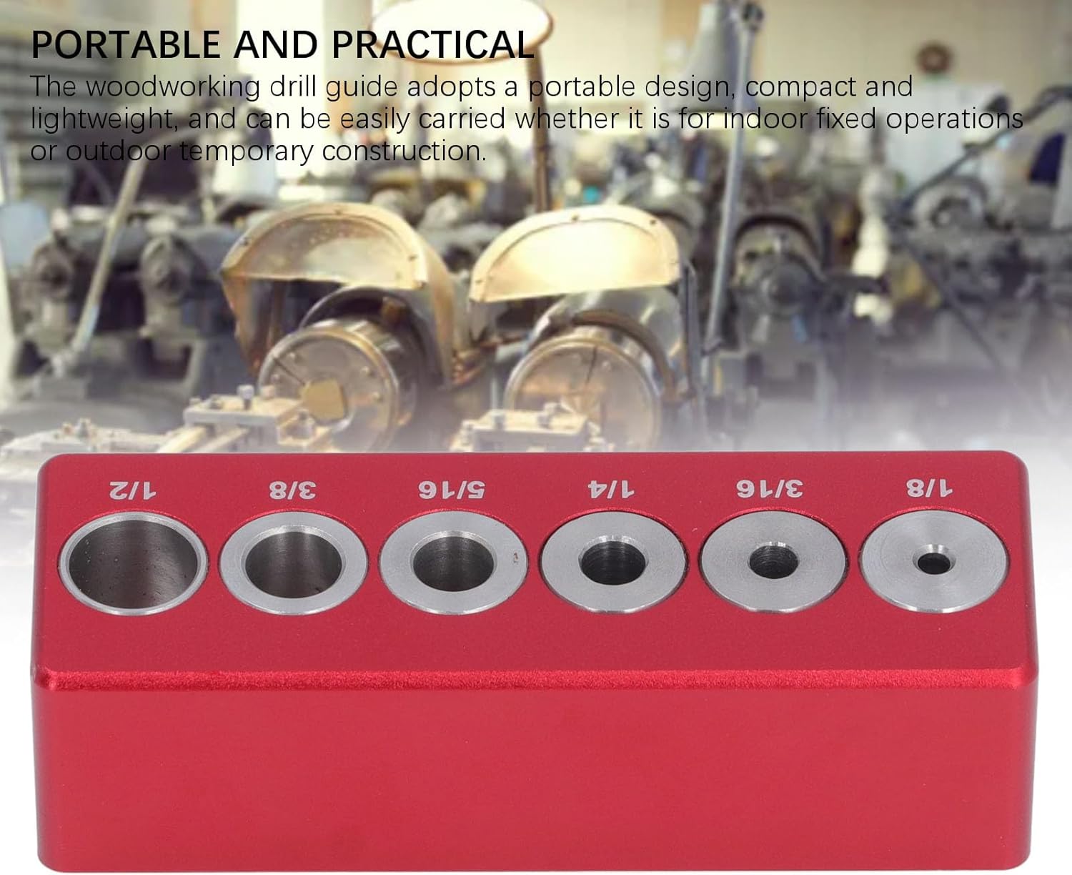 ABPETE Self Centering Doweling Jig Kit, 1/8in 3/16in 1/4in 5/16in 3/8in 1/2in Drill Jig Hole Drilling Locator for Straight Holes Biscuit Joiner Set, Round Dowel Drill Block Drilling