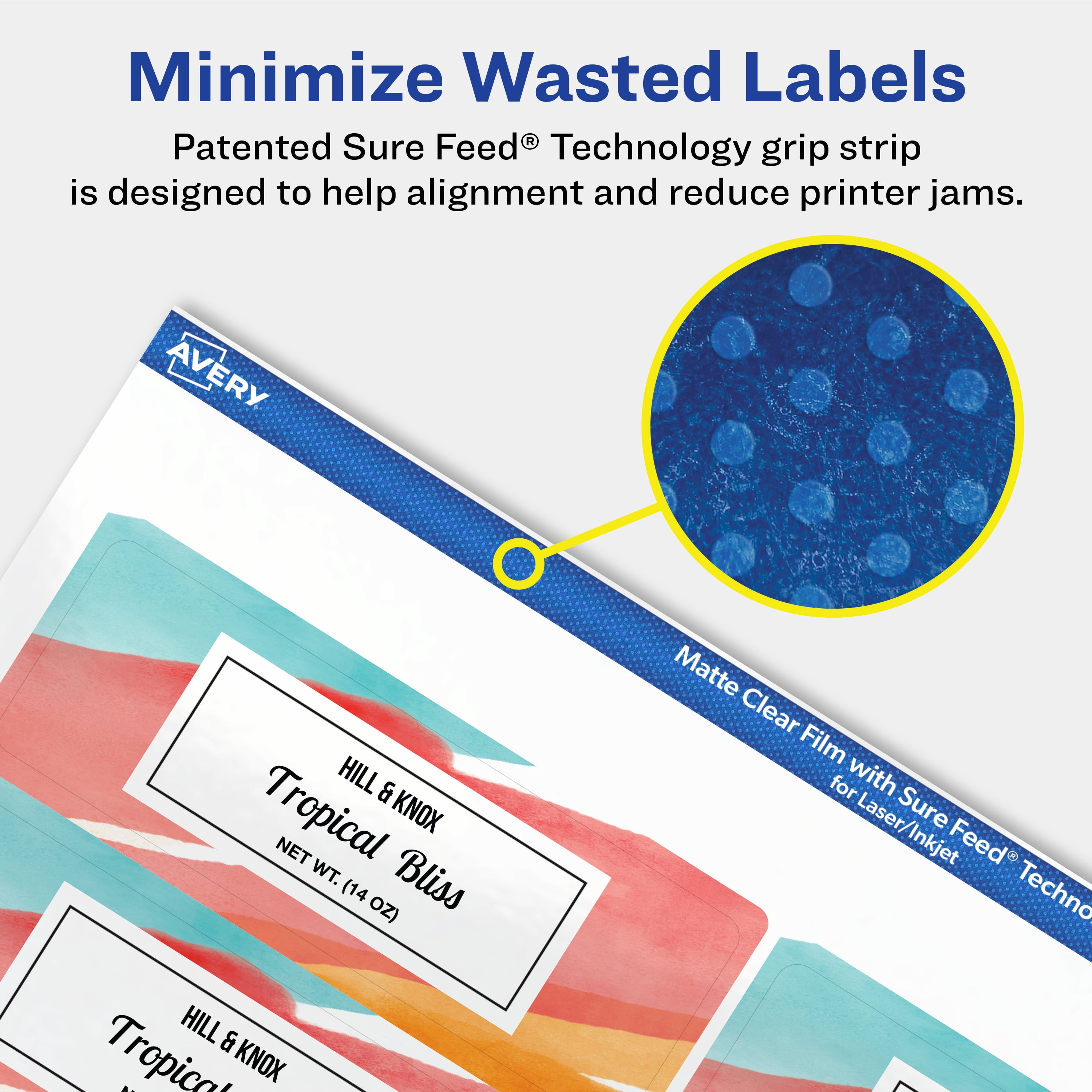 Avery Matte Clear Rectangle Labels, 1-1/4" x 3-3/4", 300 Total