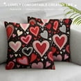 thumbnail image 3 of JEUXUS  Valentine's Day Hugs and Kisses Love You More Throw Pillow Covers,  Valentine Heart Stripes Wedding Cushion Case Decoration for Sofa Couch, 3 of 5