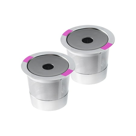 

2Pcs Coffee Filter Refillable Replacement with Lid Reusable Leakproof Stainless Steel for Coffee Makers Two Single Holes