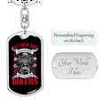thumbnail image 2 of All Men Are Bikers Biker Stainless Steel or 18k Gold Premium Swivel Dog Tag Keychain, 2 of 10
