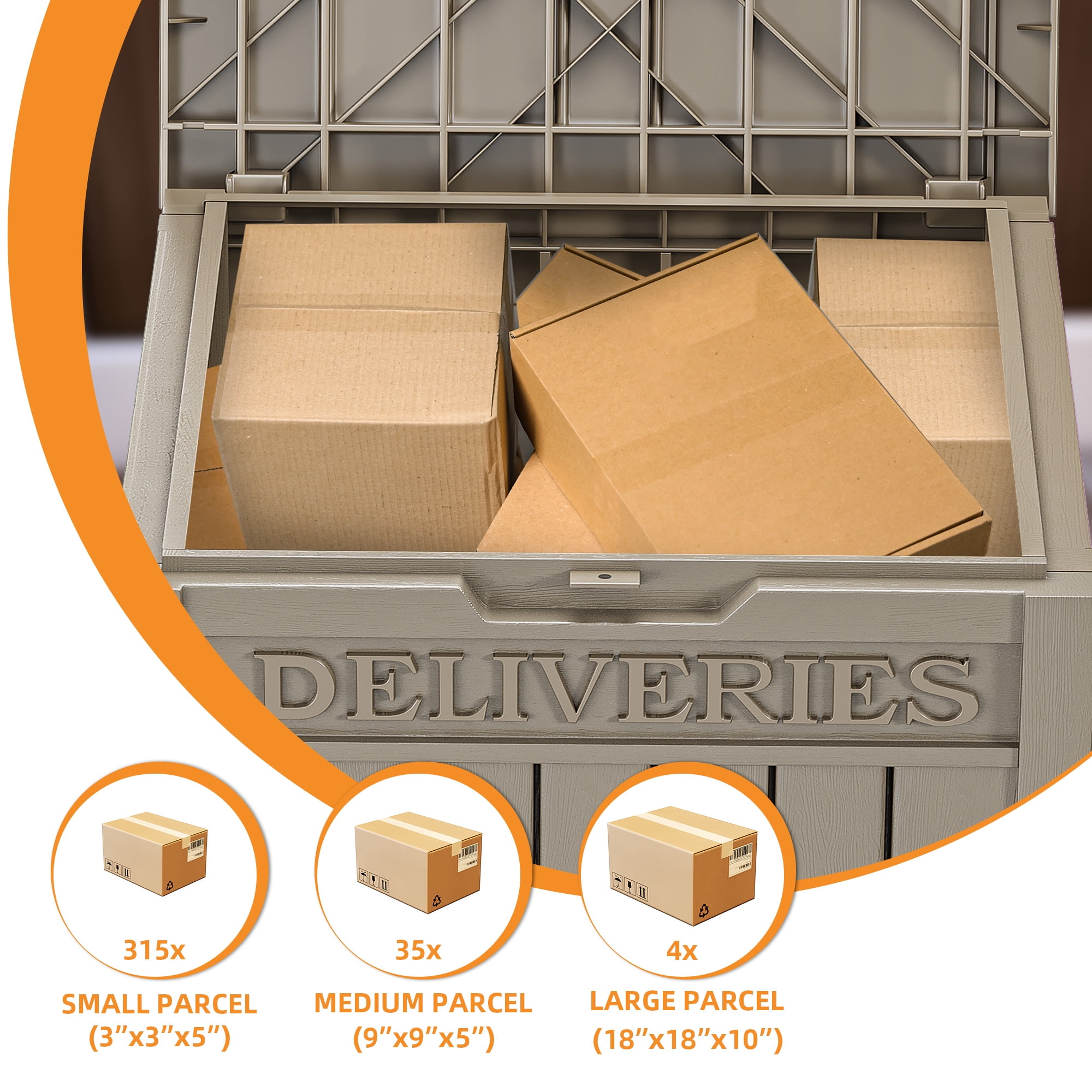Uforic 51-Gallon Large Outdoor Resin Package Delivery Storage Box, Waterproof Deck Box for Porch or Curbside, Lockable, Light Brown