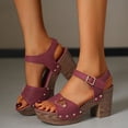 thumbnail image 2 of Modisza Women Chunky Platform Block Heel Sandal with Buckles Ankle Strap Cork Wedge Open Toe Slides Lady Summer Dressy Shoes Pink 6.5, 2 of 8