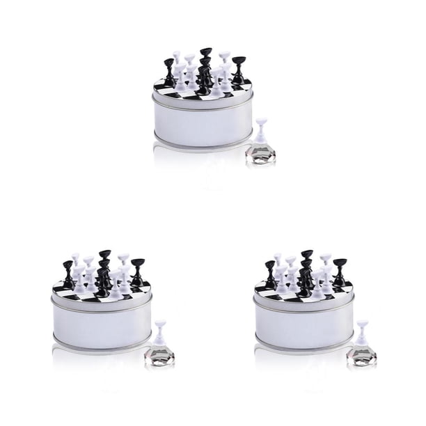 Guardurnaity Manicura tablero de ajedrez de moda multifunción cilíndrico Nail Art Tips soporte ajustable práctica soporte de exhibición negro Type1 NO1