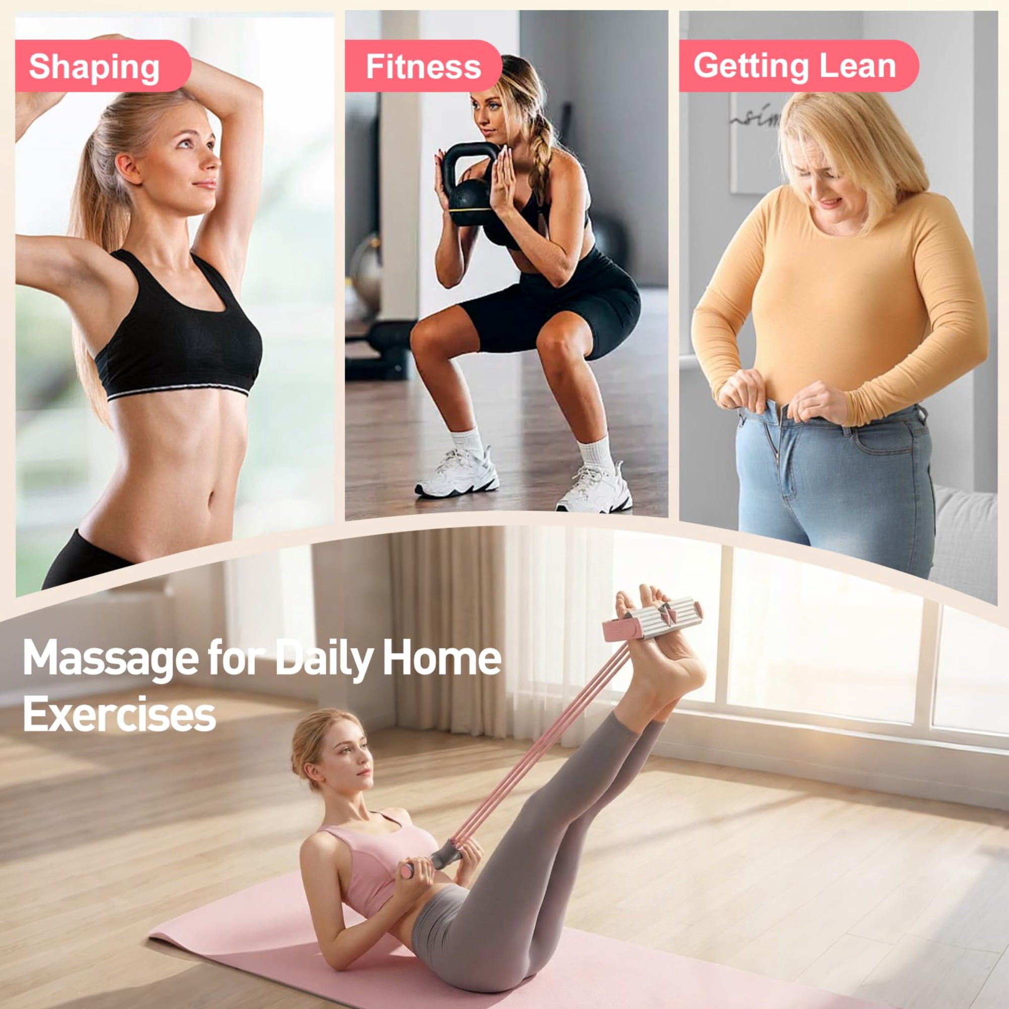 Pedal Resistance Bands with Handles, Multifunction Elastic Yoga Resistance Band,Foot Pedal Resistance Band,Yoga Elastic Exercise Bands