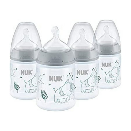 NUK Smooth Flow Anti Colic Baby Bottle, 5 oz, 4 Pack, Elephant