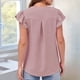thumbnail image 5 of Camiseta de Corta con Cuello en V y Estampado de Hojas de para Mujer, Color Rosa, Talla L, 5 of 9