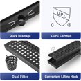 thumbnail image 4 of Linear Shower Drain 18", 304 Stainless Steel Floor Drain with Grid Drain Cover & Hair Strainer, Rectangular Shower Drain w/CUPC Certified, Matte Black, 4 of 5