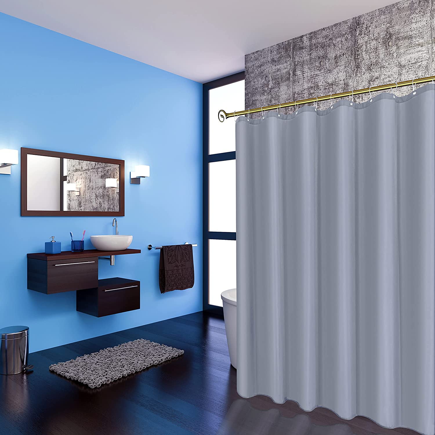 Shower Curtain Liner 71 x 71 Polyester Heavy Duty Shower Curtain with Grommet and