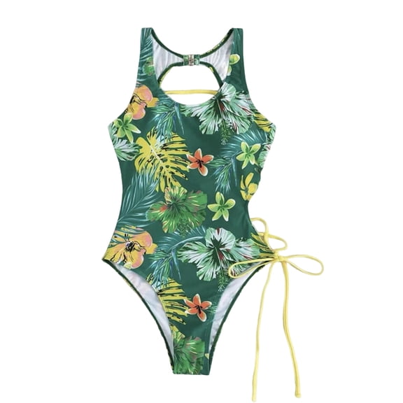 Jesscasday Backless Piece Swimsuit for Women Fashion Cut-out Swimwear Female Solid Bikinis Lace Up Bathing Suit Swimwear
