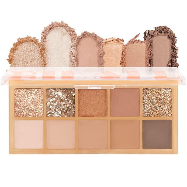 ZHAOCHENG Paleta de sombras de ojos de 10 colores, maquillaje de sombras de ojos con brillo mate, paleta de sombras de ojos neutras de larga duración y muy pigmentadas para mujer (02)