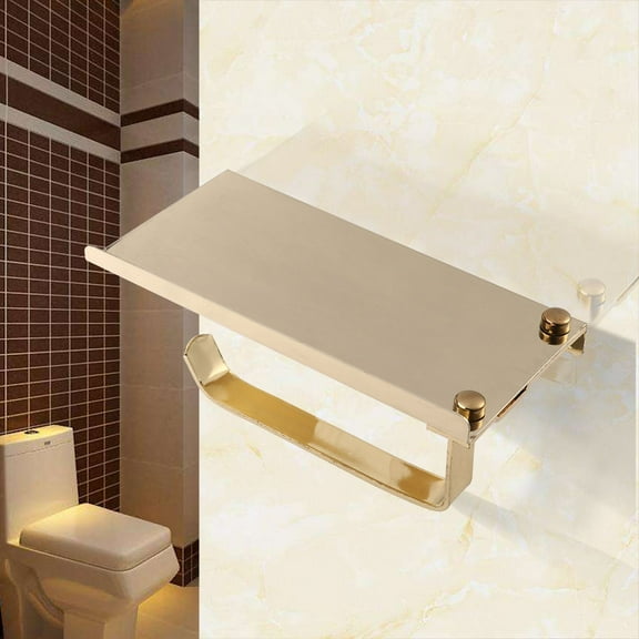 FONDOTIN Toilet Tissue Holder with Rustproof Feature in Golden Stainless Steel for Bathroom 1Set