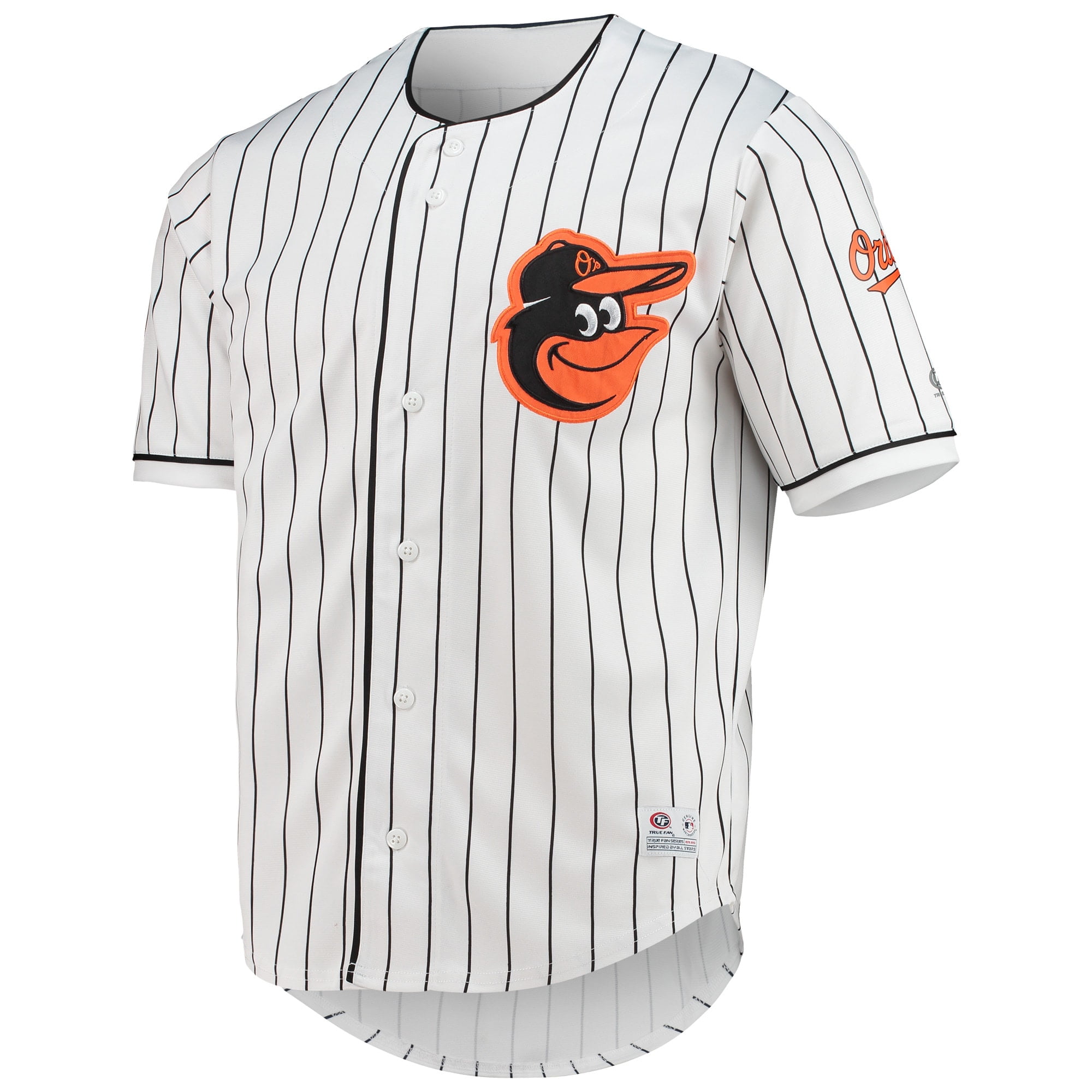 Men's True-Fan White/Black Baltimore Orioles Pinstripe Jersey