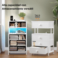 thumbnail image 4 of Mesita de Noche con estación de Carga USB y Enchufe - Buros para recamara - Mesa de Noche con 4 cajones - Mesa Auxiliar con luz led Ajustable., 4 of 7