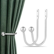 Genreen Curtain Holdbacks, 2pcs Curtains Holder Wall Mounted Drapery Tiebacks Retro Window Hook for Home Decor, Silver