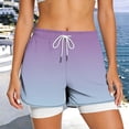 thumbnail image 3 of LEKWK Athletic Shorts for Women with Liner High Waisted Drawstring Gradient Swim Trunks Loose Fit Casual Workout Shorts for Gym Yoga Running, 3 of 6