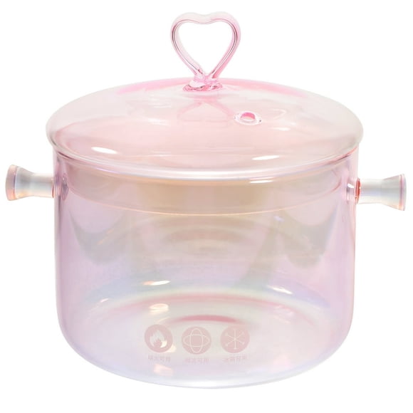 CUITING Glass Saucepan Food Cooking Pots with Lids Pans Stove Pink