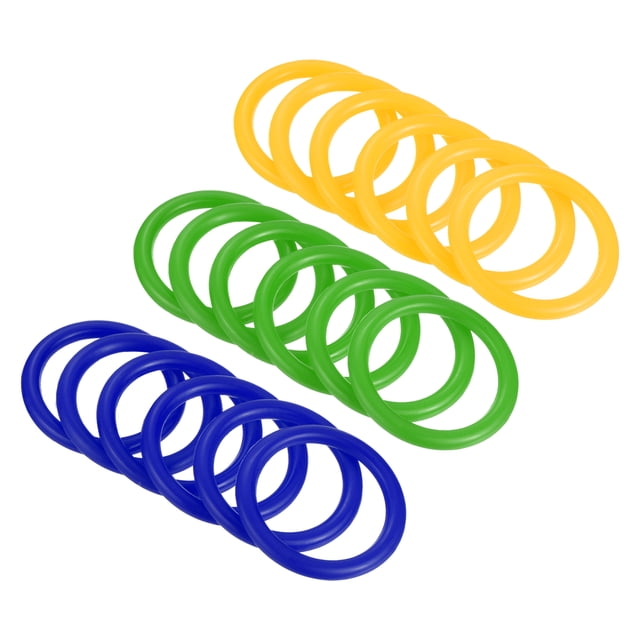 Unique Bargains 4cm Plastic Carnival Ringtoss Rings Game Hoop 18 Pack (Blue, Green, Yellow)