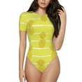 thumbnail image 2 of Goofa Gold Pineapple Printed Women Rash Guard Short Sleeve,Tummy control Swimsuit Surfing Swimsuit Bathing Suit One Piece Swimsuit UPF 50-XX-Large, 2 of 9