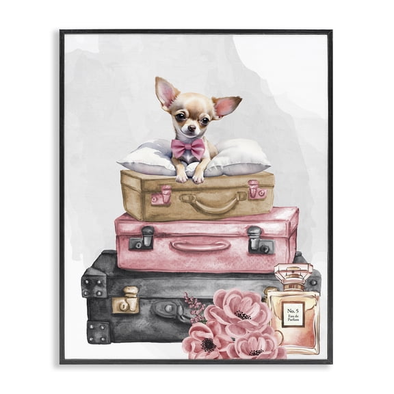 Stupell Industries Trendy Pup Travel Black Framed Giclee Art, design by Kim Allen