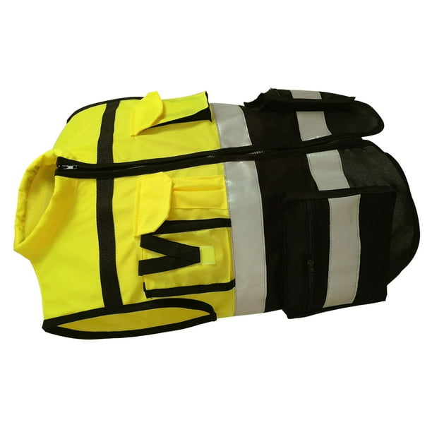 Chaleco reflectante de seguridad con cremallera frontal de alta visibilidad, chaleco de seguridad con cuello suave y bolsillos para trabajar, amarillo, negro, XXL 180
