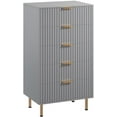 thumbnail image 6 of IDEALHOUSE Grey 5 Drawer Dressers, Modern Chest, Fluted Panel Design, Gold Metal Legs, Deep Storage Organizer, Elegant Bedroom Cabinet, 6 of 8
