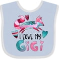 thumbnail image 3 of Inktastic I Love My Gigi Pink and Blue Fox with Hearts Boys or Girls Baby Bib, 3 of 4