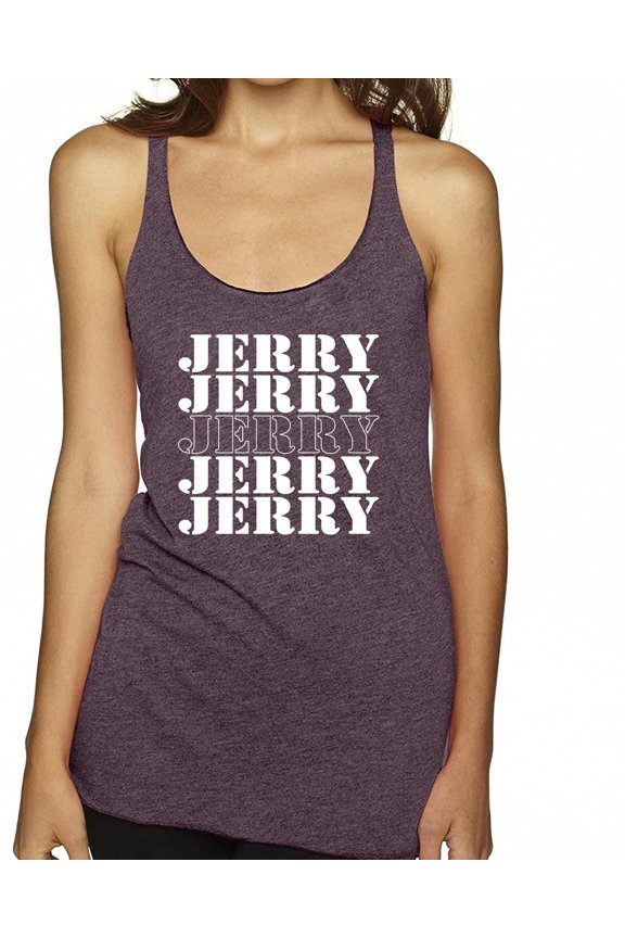 Jerry Springer 90's TV Talk Show Host Jerry Jerry Chant Famous People Tri-Blend Racerback Tank Top, Purple Vintage, Small