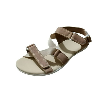 

LnjYIGJ Women s Sandals Women s Shoes Solid Color Soft Buckle Flat Heel Roman Shoes Fashion Sandals
