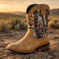 thumbnail image 2 of Men's Camo Western Cowboy Boots, Square Toe Mid-Calf Work Boots, Classic Casual Riding Boots for Outdoor Hunting, 3 Colors Available, 2 of 6