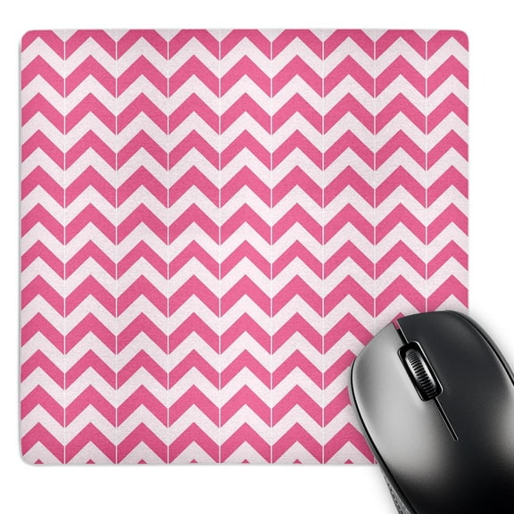 3dRose, Pink and White Chevron Herringbone, MousePad