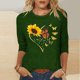 thumbnail image 2 of Tops de Cuello Redondo para las Mujeres Moda Impresa 3/4 Mangas Blusa Casual Top, Estante de Imitación, 2 of 5