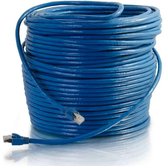 C2G 43123 Cat6 Cable - Patch Solide Réseau Blindé Cable, Bleu (250 Pieds, 76,2 Mètres)