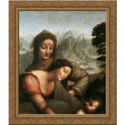 The Virgin and Child with St Anne [detail: 1] 20x22 Gold Ornate Wood Framed Canvas Art by Da Vinci, Leonardo