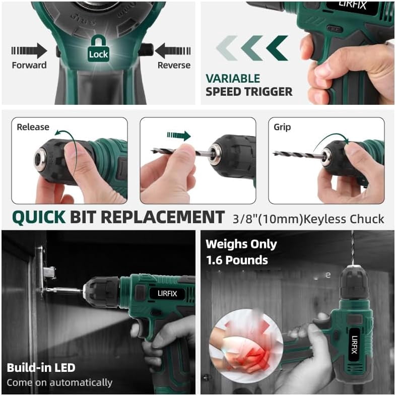 110-Piece Green 8V Electric Screwdriver Tool Set with Portable  for  Home Repair