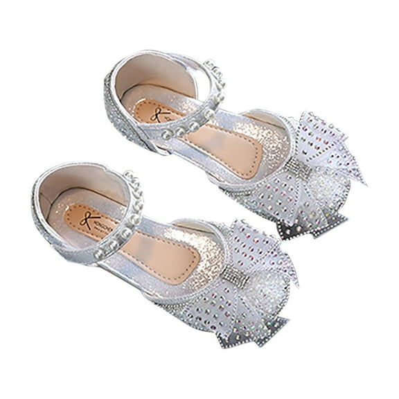 breaise Girls Sparkle Princess Dress Shoes Bow Wedding Party Flower Bridesmaids Mary Jane Ballet Flats for Kid Toddler