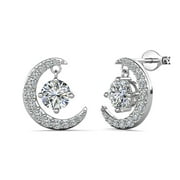 Cate & Chloe Luna April Birthstone 18k White Gold Plated Women Stud Earrings, Swarovski Crystals