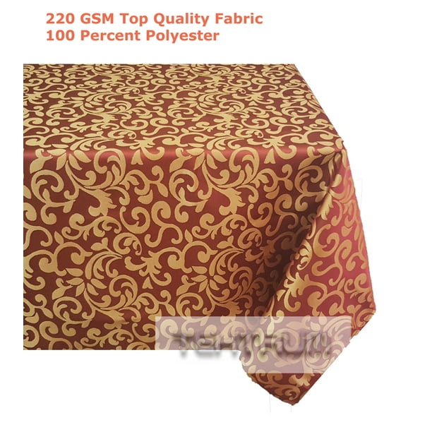 TEKTRUM 60 X 102 INCH 60"X102" RECTANGULAR POLYESTER DAMASK TABLECLOTH THICK/HEAVY DUTY