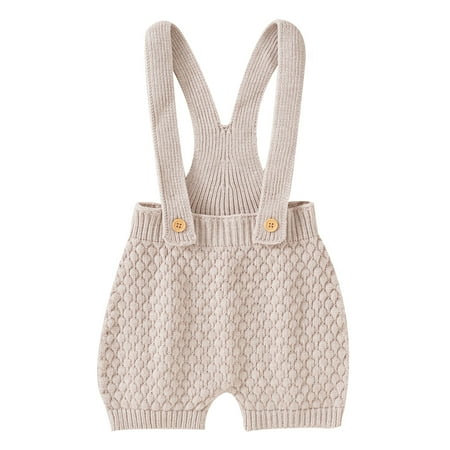 

Rovga Girl Clothes Newborn Infant Baby Knit Suspender Romper Cotton Sleeveless Solid Color Sweater Clothes Baby Jumpsuit Overalls Leisure Holiday Wear Khaki 0-3 Months