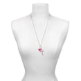 thumbnail image 3 of Delight Jewelry Silvertone Hot Pink Giraffe Print Heart I Have Plans for You Engraved Cross Zoey Necklace, 28", 3 of 4