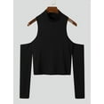 thumbnail image 3 of Men's Sexy Off Shoulder Cutout Long Sleeve T-Shirt Tops, 3 of 6