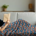 thumbnail image 3 of Fox Soft Flannel Fleece Throw Blanket, Doodle Style Flowers and Hearts with Abstract European Forest Animal Pattern, Cozy Plush for Indoor and Outdoor Use, 50" x 60", Navy Blue Orange, by Ambesonne, 3 of 5